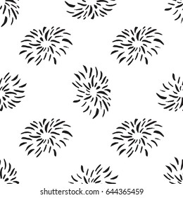 Seamless pattern with fireworks in simple scandinavian style  for scrap booking, wrapping paper and creative design. Vector illustration