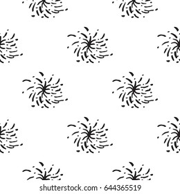 Seamless pattern with fireworks in simple scandinavian style  for scrap booking, wrapping paper and creative design. Vector illustration