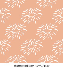 Seamless pattern with fireworks in simple scandinavian style  for scrap booking, wrapping paper and creative design. Vector illustration