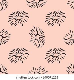 Seamless pattern with fireworks in simple scandinavian style  for scrap booking, wrapping paper and creative design. Vector illustration