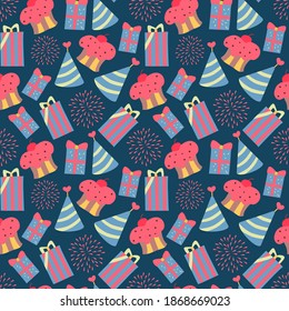 seamless pattern with fireworks in vector