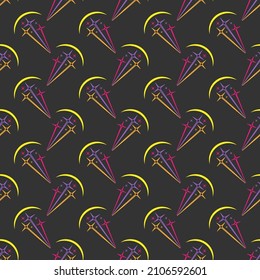 Seamless pattern with fireworks for wrapping, texture and packaging. Simple design.
