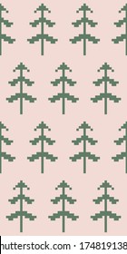 Seamless pattern with firs in scandinavian folk style. Stock vector illustration for web and print, wallpaper, background, textile, scrapbooking and wrapping paper.