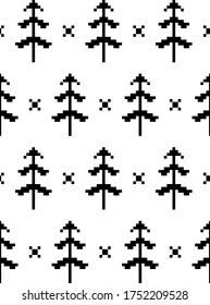 Seamless pattern with firs in scandinavian folk style. Stock vector illustration for web and print, wallpaper, background, textile, scrapbooking and wrapping paper.