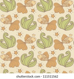 Seamless pattern with fish