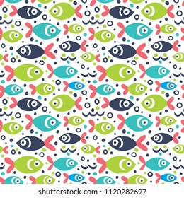 Seamless pattern with fish.
