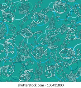 Seamless pattern with fish