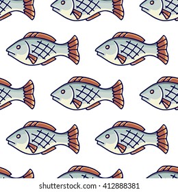 Seamless pattern with fish.