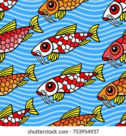Seamless pattern with fish