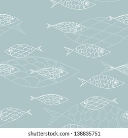 Seamless pattern of fish. Abstract texture, elements for your design.