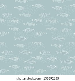Seamless pattern of fish. Abstract texture, elements for your design.