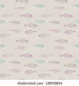 Seamless pattern of fish. Abstract texture, elements for your design.