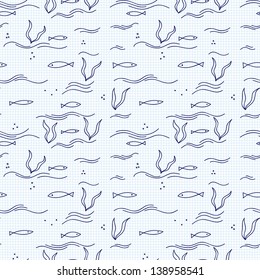 Seamless pattern of fish. Abstract texture, elements for your design.
