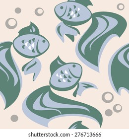 Seamless pattern of fish. Abstract texture, elements for your design