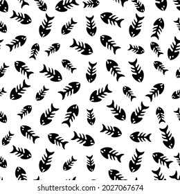 Seamless pattern with fish bones