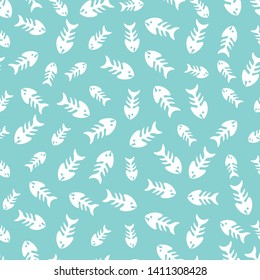 Seamless pattern with fish bones. Cute and childish design for fabric, textile, wallpaper, bedding, swaddles, toys or gender-neutral apparel. Simple and sweet print for nursery decor or wall art.