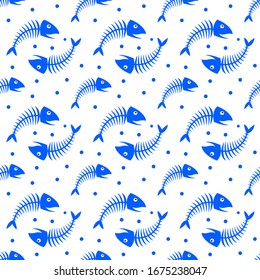 Seamless pattern with fish bones. Vector illustration.