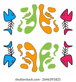 seamless pattern fish bones, water tribe theme