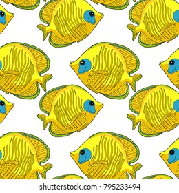 seamless pattern  Fish butterfly is masked vector illustration
