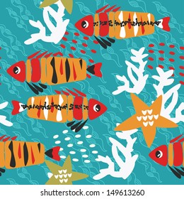 Seamless pattern with fish. Seamless pattern can be used for wallpapers, pattern fills, web page backgrounds,surface textures.