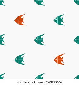 Seamless pattern of fish. Can be used as a background for the site and design of the fabric. Vector. 
