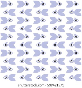 Seamless pattern of fish in cartoon style. The fish with big eyes.