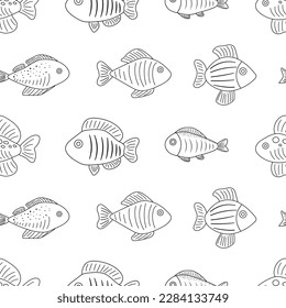 Seamless pattern fish coloring vector illustration