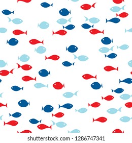 Seamless pattern with Fish. Cute Marine pattern for fabric, baby clothes, background, textile, wrapping paper and other decoration.Vector illustration.