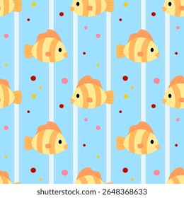 nahtloses Muster mit Fisch, Stoffmuster, Geschenkpapier 