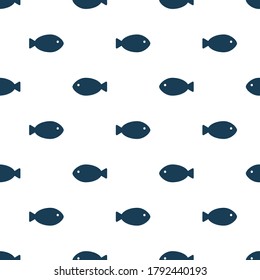 Seamless pattern fish icon white background. Fish vector symbol isolated on white