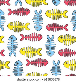 Seamless pattern of fish. Image for a poster or cover. Vector illustration. Repeating texture. Figure for textiles.