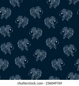 seamless pattern with fish on a blue background