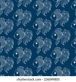 seamless pattern with fish on a blue background