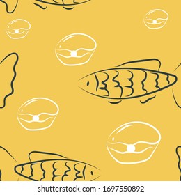 seamless pattern with fish on a light background