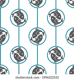 seamless pattern with fish on white background