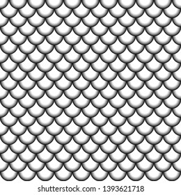 seamless pattern fish scales Asian style, vector background seamless circles with black and white gradient, fish scales