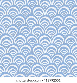 Seamless pattern with fish scales in blue and white. 
