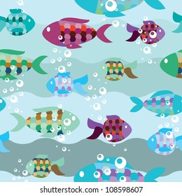 seamless pattern of fish in the sea