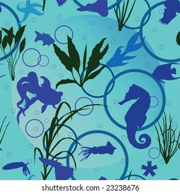 Nahtlose Muster mit Fischen und Meerestieren