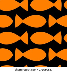 Seamless pattern with fish silhouette. Design element for wallpapers, baby shower invitation, birthday card, fabric print etc. Black background.