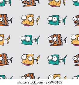 seamless pattern with fish skeleton