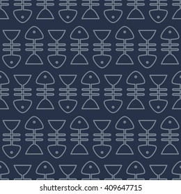 Seamless pattern with fish skeleton