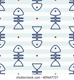 Seamless pattern with fish skeleton