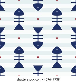 Seamless pattern with fish skeleton