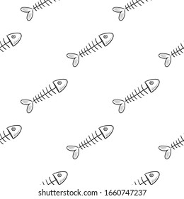 Seamless pattern with fish skeleton. Vector illustration. 