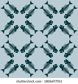 Seamless pattern with Fish skeletons. Endless background. Vector illustration.