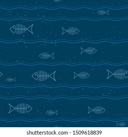Seamless pattern, fish skeletons on a color background