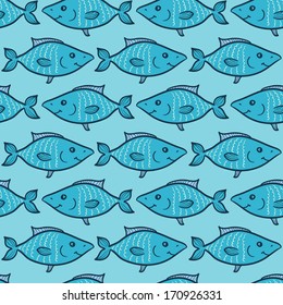 Seamless pattern with fish swimming in different directions