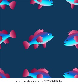 Seamless pattern with fish swimming in the sea. Colorful illustration. Vector EPS10. Clipping mask applied. This pattern is available as Swatches.