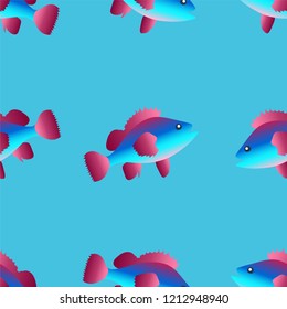 Seamless pattern with fish swimming in the sea. Colorful illustration. Vector EPS10. Clipping mask applied. This pattern is available as Swatches.